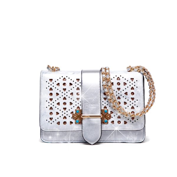 Dazzling Silver Sparkle of Hearts Clutch